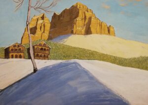 Quadro a tempera su cartone di Luca Bridda: il Pelmo. Disegni e dipinti di paesaggi montani di Luca Bridda