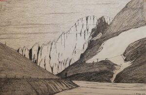 Quadro matita su cartone di Luca Bridda: monte Civetta. Disegni e dipinti di paesaggi montani di Luca Bridda