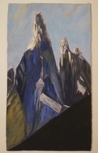 Quadro a tempera su cartone di Luca Bridda: Cerro Torre. Disegni e dipinti di paesaggi montani di Luca Bridda