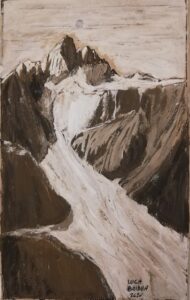 Quadro a tempera su cartone di Luca Bridda: Alpi Giulie, Jalovec. Disegni e dipinti di paesaggi montani di Luca Bridda
