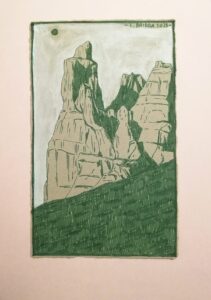 Paesaggio delle Dolomiti di Luca Bridda, piccolo disegno su cartone: Torre Venezia, Civetta. Dipinti e disegni di Luca Bridda