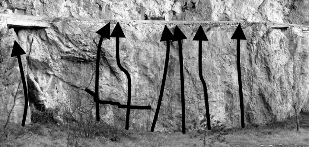 Zona boulder della Parete dei Falchi - schizzo parte destra