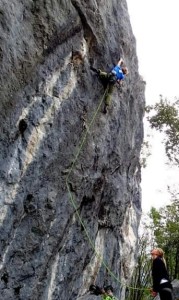 Enrico Cassol in arrampicata al Mas