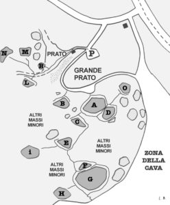 Falesia del Mas mappa dei massi