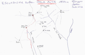 Pala Alta (1933 m) - via normale: cartina