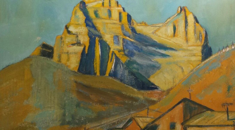 Quadro a tempera su cartone di Luca Bridda: il Pelmo da Zoppè di Cadore. Disegni e dipinti di paesaggi montani di Luca Bridda