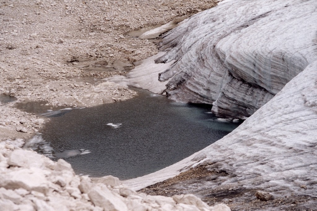 Il fronte del piccolo ghiacciaio della Fradusta, Pale di San Martino